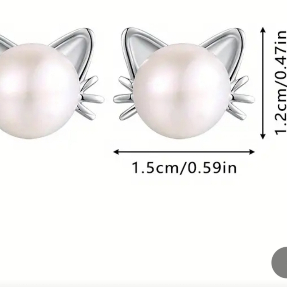 NEW Cat Faux pearls post earrings